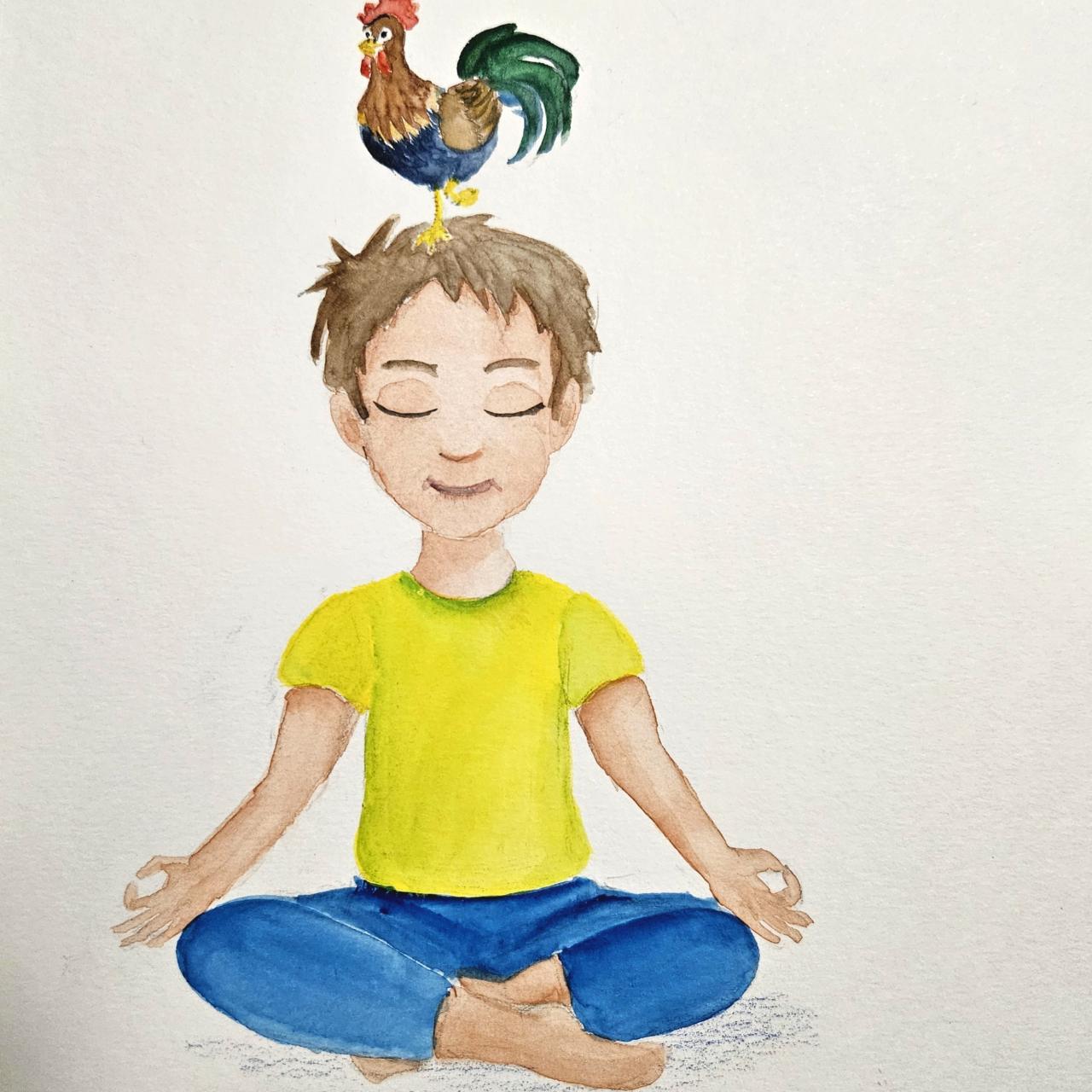 Yoga Kind mit Yoga Hahn